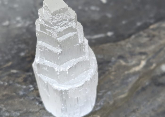 raw selenite tower top